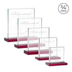 Landers Red Square / Cube Crystal Trophy - Crystal Trophies