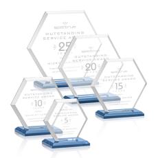 Santos Sky Blue Polygon Crystal Trophy - Crystal Trophies