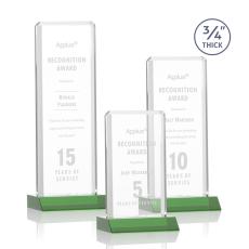 Stubbs Green Rectangle Crystal Trophy - Crystal Trophies