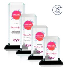 Employee Gifts - Carey Full Color Black Rectangle Crystal Trophy