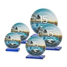 Drummond Full Color Blue Circle Crystal Trophy - Crystal Trophies