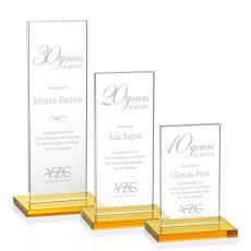 Riggs Amber Rectangle Crystal Trophy - Crystal Trophies