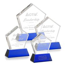 Costa on Base Blue Polygon Crystal Trophy - Crystal Trophies