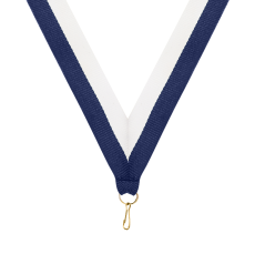Navy & White Ribbon with Snap Clip - Trophies