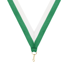 Green & White Ribbon with Snap Clip - Trophies