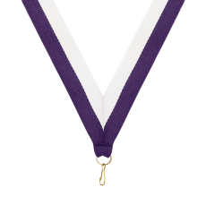 Purple & White Ribbon with Snap Clip - Trophies