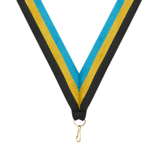 Employee Gifts - Black, Gold & Aqua Ribbon with Snap Clip