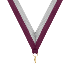 Maroon & Grey Ribbon with Snap Clip - Trophies