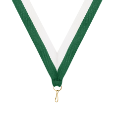 Hunter Green & White Ribbon with Snap Clip - Ribbons