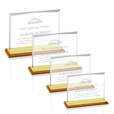 Kaplan Amber Rectangle Crystal Trophy - Crystal Trophies