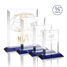 Hinton Blue Rectangle Crystal Trophy - Crystal Trophies